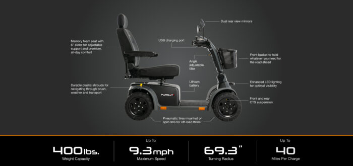 Pride Pursuit 2 - 4 Wheel Scooter - Image 3